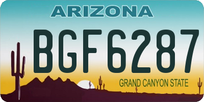 AZ license plate BGF6287