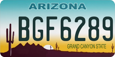 AZ license plate BGF6289