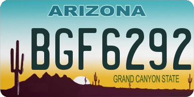 AZ license plate BGF6292