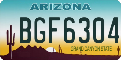 AZ license plate BGF6304