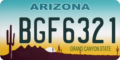 AZ license plate BGF6321