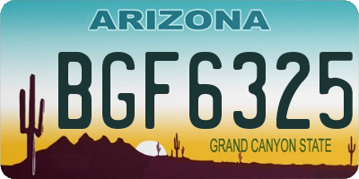AZ license plate BGF6325