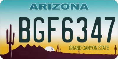AZ license plate BGF6347