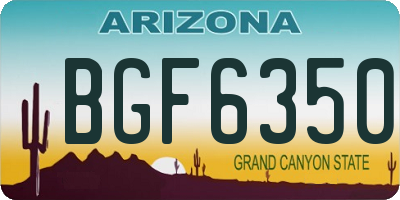 AZ license plate BGF6350