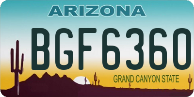 AZ license plate BGF6360