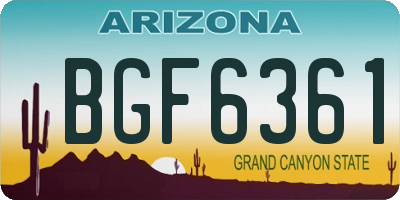 AZ license plate BGF6361