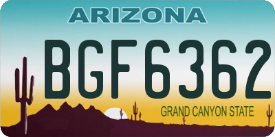 AZ license plate BGF6362