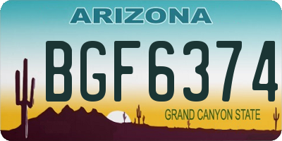 AZ license plate BGF6374