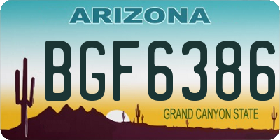 AZ license plate BGF6386