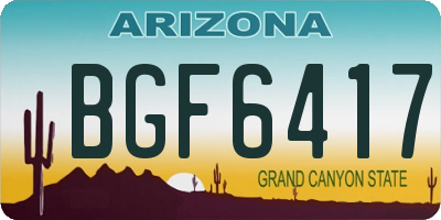 AZ license plate BGF6417