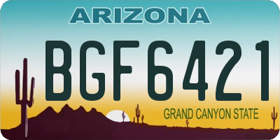 AZ license plate BGF6421