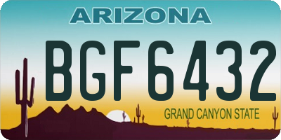 AZ license plate BGF6432
