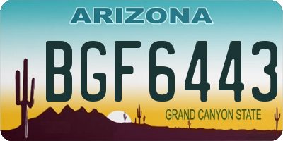AZ license plate BGF6443
