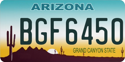 AZ license plate BGF6450