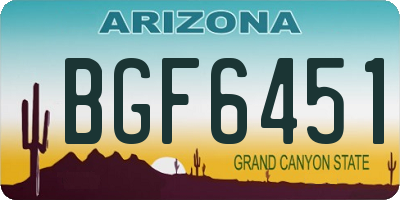 AZ license plate BGF6451