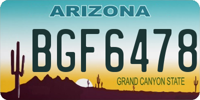 AZ license plate BGF6478