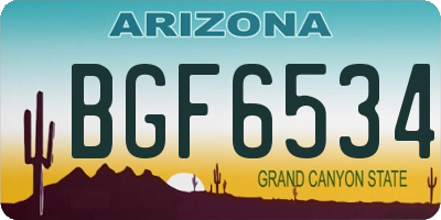 AZ license plate BGF6534