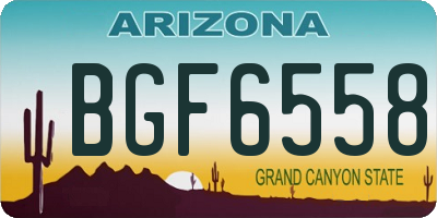 AZ license plate BGF6558
