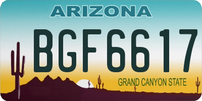 AZ license plate BGF6617