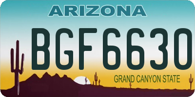 AZ license plate BGF6630
