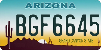 AZ license plate BGF6645