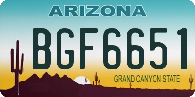 AZ license plate BGF6651