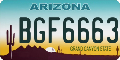 AZ license plate BGF6663