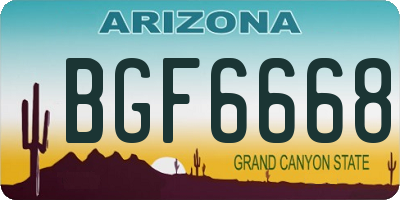 AZ license plate BGF6668