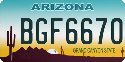 AZ license plate BGF6670
