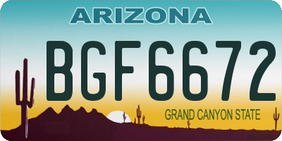 AZ license plate BGF6672