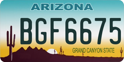 AZ license plate BGF6675