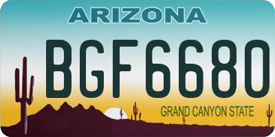 AZ license plate BGF6680