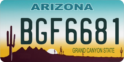 AZ license plate BGF6681