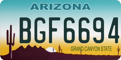 AZ license plate BGF6694