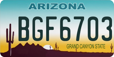 AZ license plate BGF6703