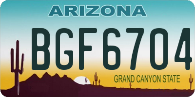 AZ license plate BGF6704