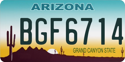 AZ license plate BGF6714