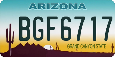 AZ license plate BGF6717