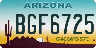 AZ license plate BGF6725