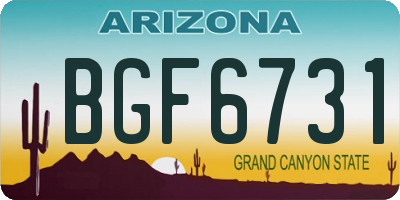 AZ license plate BGF6731