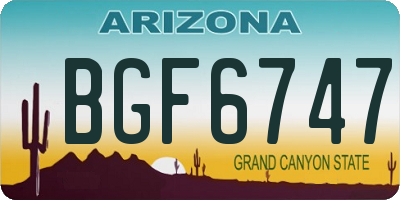 AZ license plate BGF6747