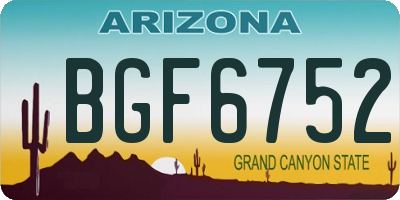 AZ license plate BGF6752