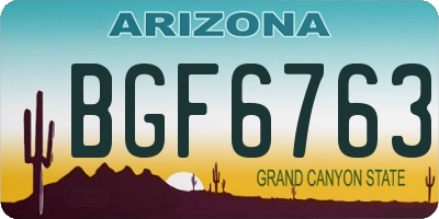 AZ license plate BGF6763