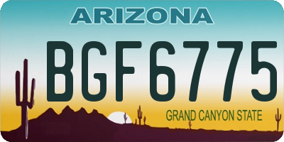AZ license plate BGF6775