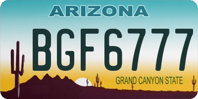 AZ license plate BGF6777