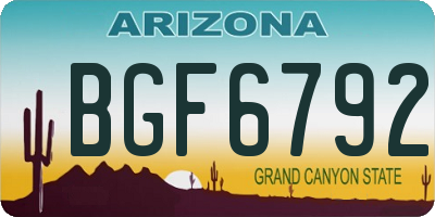 AZ license plate BGF6792