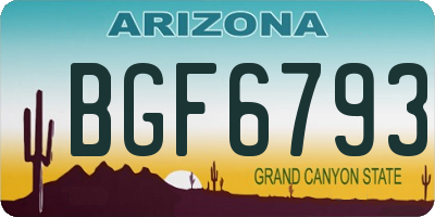 AZ license plate BGF6793