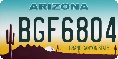 AZ license plate BGF6804