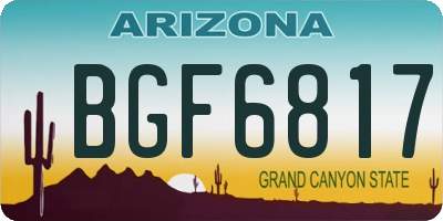 AZ license plate BGF6817