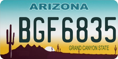 AZ license plate BGF6835